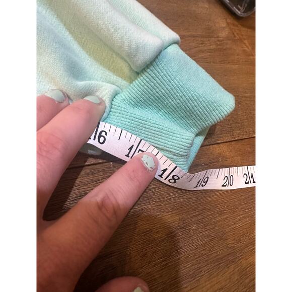 Baevely Anthropologie Mint Green Smiley Face Sweatshirt Positivity Oh Happy Day - Picture 6 of 9